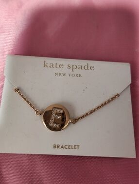 kate spade rose gold crystal initial E bracelet